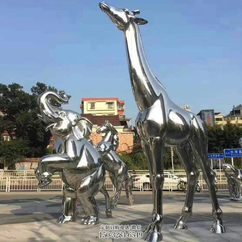 长颈鹿雕塑抽象 园林铁艺长颈鹿雕塑摆件订做 园林鹿科雕塑摆件订做